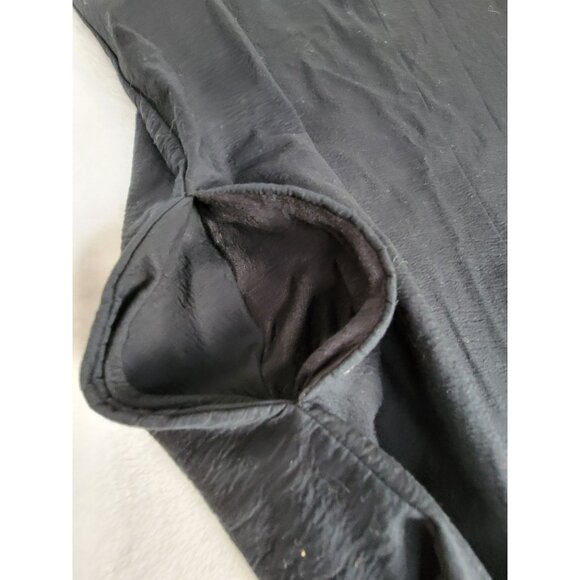 Majestic Filatures Women Black V-Neck Deluxe Tee Shirt Dress Size 2 Cotton Linen - Picture 9 of 9